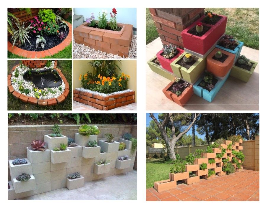 jardinera exterior con bloques